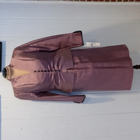 NWT Silk Sharagano mauve suit balzer/skirt suit size 10 - Picture 1 of 17
